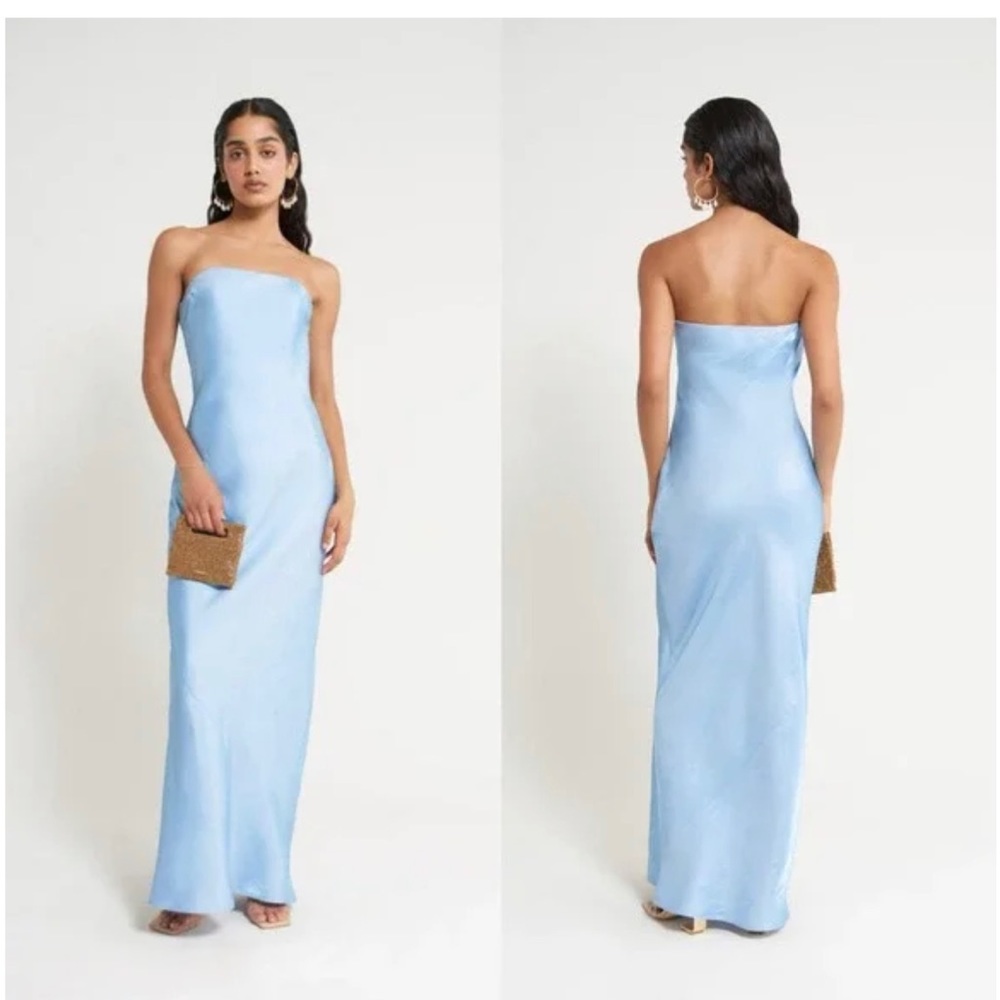 Cult Gaia blue strapless dress